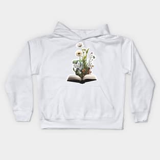 Watercolora Open Book, flowers growing Kids Hoodie